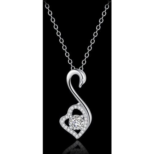 925 sterling silver necklace Swan female collarbone silver chain Christmas gift Micro Inlay cubic zirconia necklace for women 20