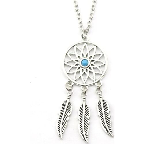 Silver Color Crystal Dreamcatcher Dangle Drop Necklace for Women Gift Party Necklace Love Girl Gift