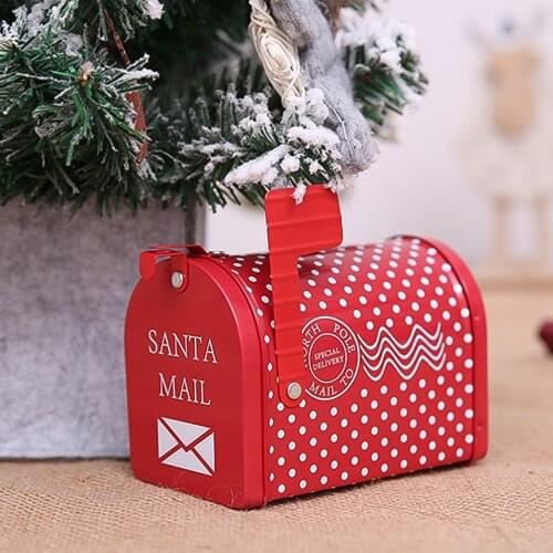 Mailbox Xmas Ornaments Christmas Candy Box Gift Box Christmas Decorations Supplies Craft Iron Storage Box Organizer Tin Box