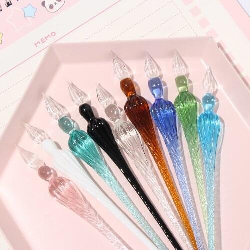 1PC New Vintage Glass Dip Fountain Pen Art Painting Supplies Filling Ink Handmade Signature Pen Calligraphy Pen Writing Tools