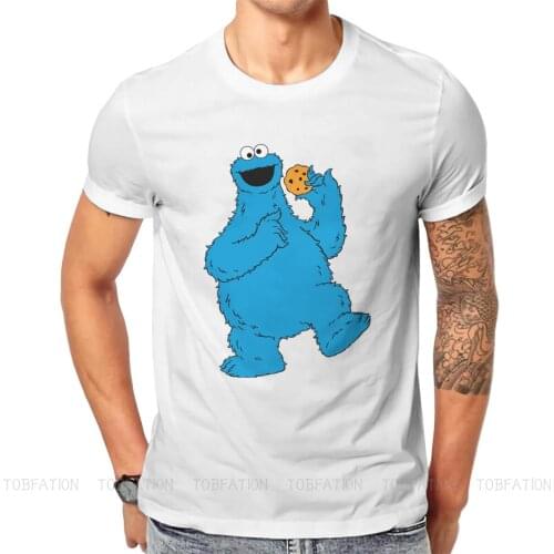 Sesame Street 80s TV Series Eat Cookie T Shirt Classic Fashion Summer Large Cotton Mens Tops Harajuku O-Neck TShirt
