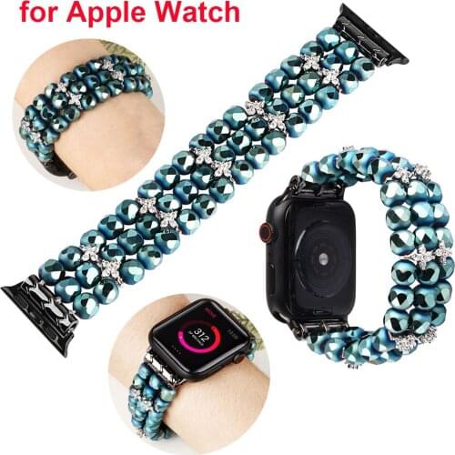 Girl Bracelet for Apple Watch Band Replacement Strap for iWatch Series 6 5 4 3 2 1 SE Women Jewelry Watchband Handmade Crystal