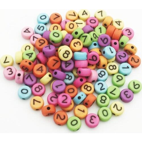 Mixed 4X7mm Colorful Number Acrylic Beads Round Flat Cube Loose Spacer Beads For Jewelry Making Handmade DIY Bracelet Necklace