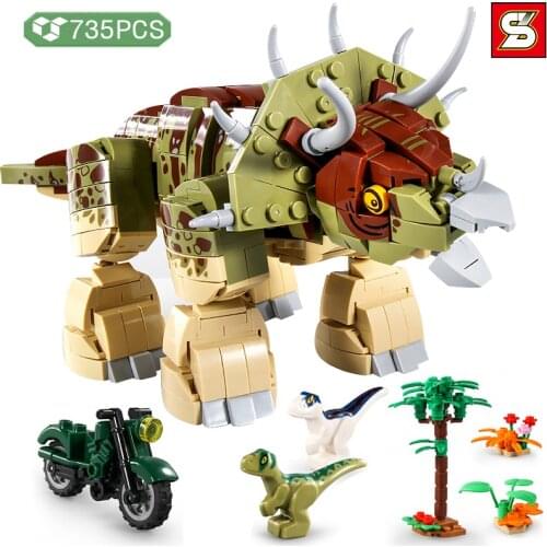 SY BLOCK Diy Jurassic Dinosaur World Park Creative Dinosaur Bricks Building Blocks Educational Toys For Children Boys Gifts