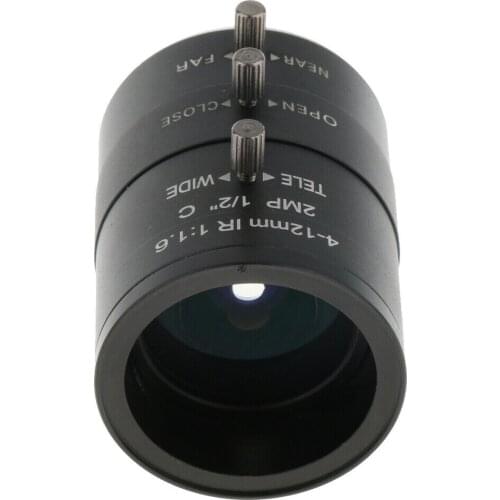 Varifocal IR 1/2" 4-12mm F1.6 C Mount Manual IRIS Zoom Focus CCTV Lens Black