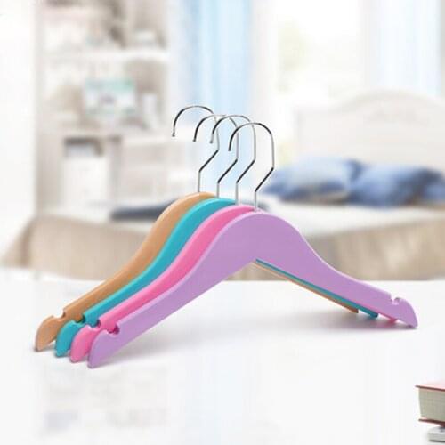 10 pcs/lot 33cm Solid Wood Baby Hangers Wooden Clothes Hangers for Kids Childrens Shirt Hanging