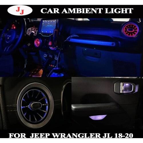 Turbine outlet LED Ambient Light For jeep Wrangler JL 2018-2020 front air condition vent inlet center console ambient lamp