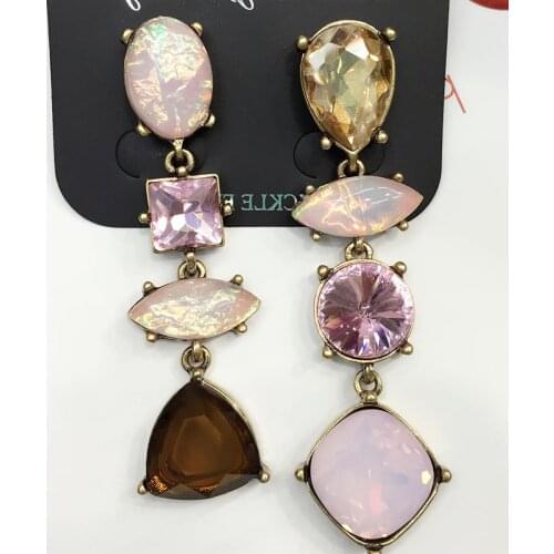 YaYi Jewelry Fashion BOHO Multi Glass Crystal Rhinestone Dangle Women Ancient Gold Color Wear Ear Band Long Tassel Earrings