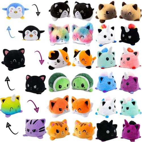 Funny Peluche Reversible Cat Gato Kids Plushie Plush Animals Unicorn Double-Sided Flip Doll Cute Toys For Pulpos