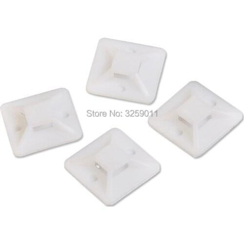 50PCS Self Adhesive Cable Tie Mounts 25 mm *25 mm Car Nylon Wire Tie Clips Base Holder Fixer Organizer Drop Adhesive Clamp White