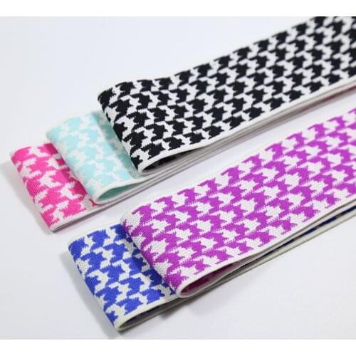 Wide 5cm houndstooth jacquard elastic band elastic pants waistband rubber band flat elastic pants belt