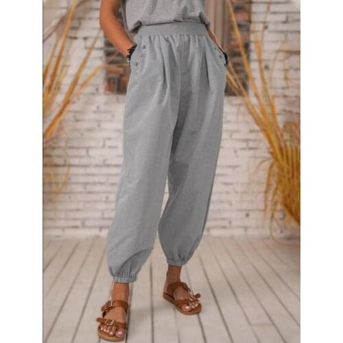 Womens Pocket Casual Knickerbockers New Pants Summer Women Casual High Waist Wide Leg Trousers Elegant Wide Leg Pants