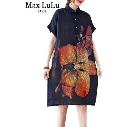 Max LuLu British Summer Style 2021 Dress Womens Flowers Printed Polo Dresses Ladies Short Sleeve Casual Vestidos Girl Clothes