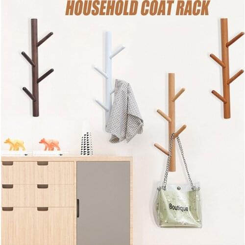 1Pc Creative Handcraft Tree Branch Shaped Wood Coat Hook Rack Wall Hanging Shelf Clothes Hat Storage Hanger