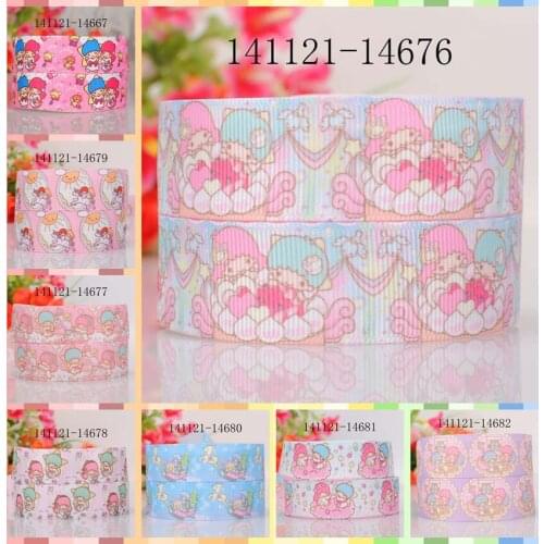 10yards -different sizes -lively cartoon little twin star ribbon printed Grosgrain girl ribbon