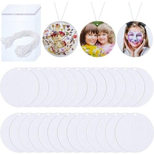 100 Pieces Sublimation Air Freshener Blanks DIY Air Freshener Scented Sheets Blank Car Pressed Felt Blanks for DIY Heat Press