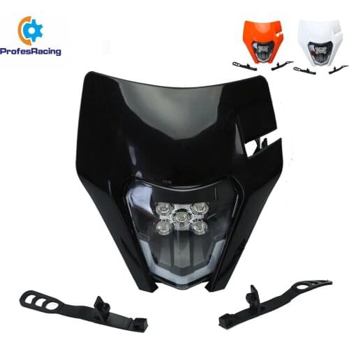 12V LED Motorcycle Headlight Fairing Headlamp E8 Emark for SX-F SX EXC XC-W XC-F WR DRZ KLX KX YZ F Dirt Bike Fairing Mask