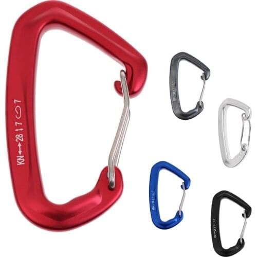 28KN Wire Gate Spring Clip Locking D Shape Carabiner Hook Rock Climbing Ice Climbing Tree Arborist Rappelling Quickdraws