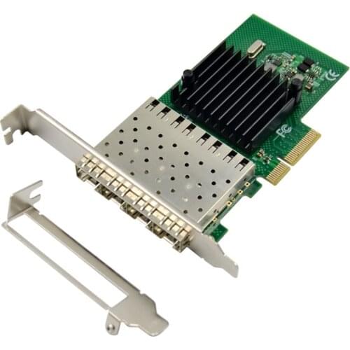 4 SFP Port PCIE X4 1G Quad Port Fiber Optical NIC Adapter Network Card Controller CHIPSET INTEL 350AM4 Gigabit 1000M Ethernet