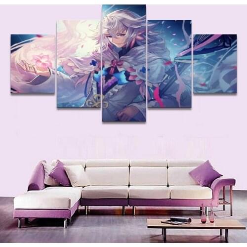 5 Pieces Fate Grand Order Caster Merlin Canvas Printed Poster Painting Wall Art Modular Pictures Living Room Home Decor