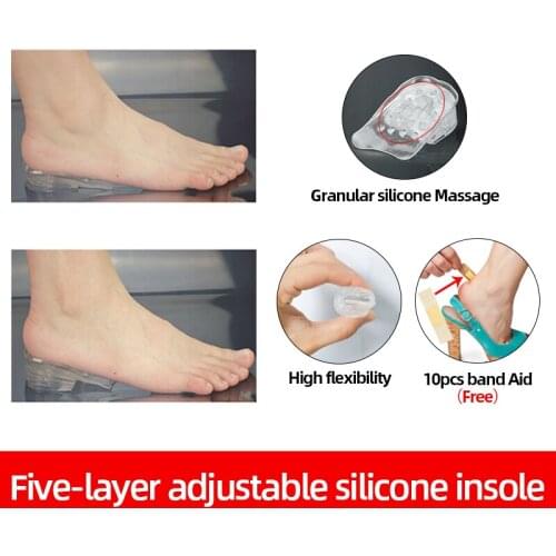 5-Layer Detachable Heel Silicone Booster Pad,Heel Insert Pad for Women Men Increase Shoe Insoles