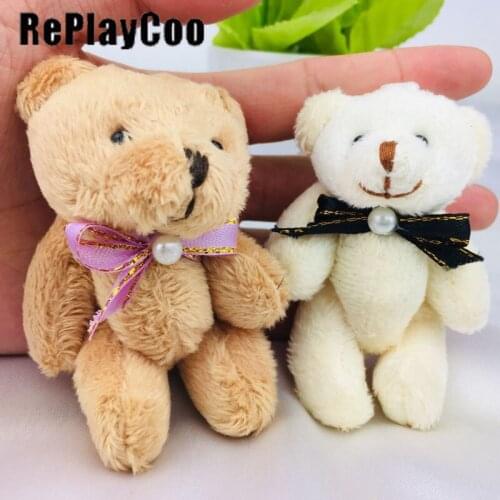 50/100PCS Mini Teddy Bear Stuffed Plush Toys 8cm Small Bear Stuffed Toys pelucia Pendant Kids Birthday Gift Party Decor DWJ052