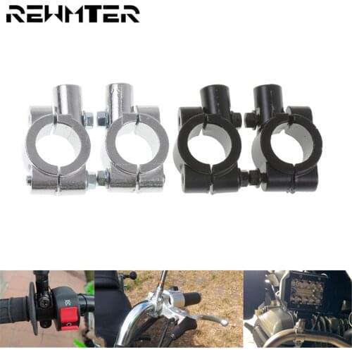 Motorcycle Mirror Mount Clamp Rear View Mirror Holder Adapter Silver Black Metal 22mm 25mm Handlebar 10mm 8mm Thread 2PCS
