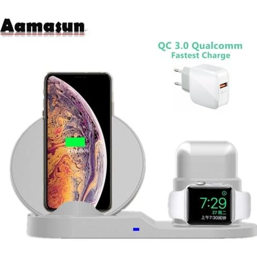 3 in 1 10W Fast Wireless Charger Dock Station Fast Charging For iPhone XR XS Max 8 for Apple Watch 3 4 5 For AirPods For Samsung