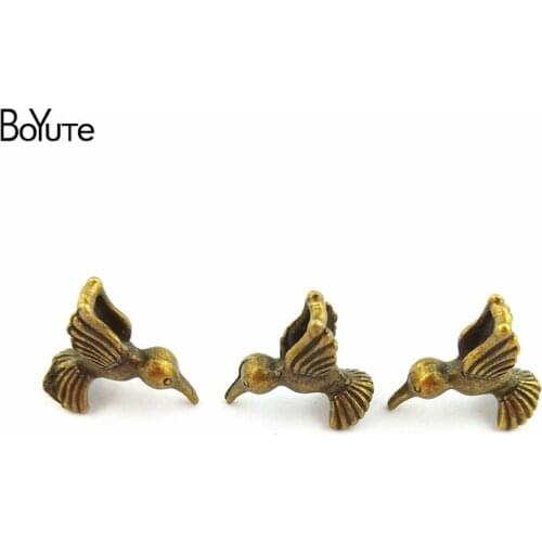 BoYuTe (50 Pieces/Lot) 18*15*8MM Vintage Charms Hummingbird Pendant Antique Bronze Silver Fit Bracelets Diy Metal Jewelry Making