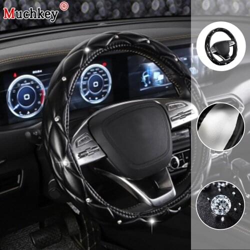 MUCHKEY Diamond Car Steering Wheel Cover For Nissa For Land For Kia For Ford For Volkswagen For Toyota Auto Steering-Covers
