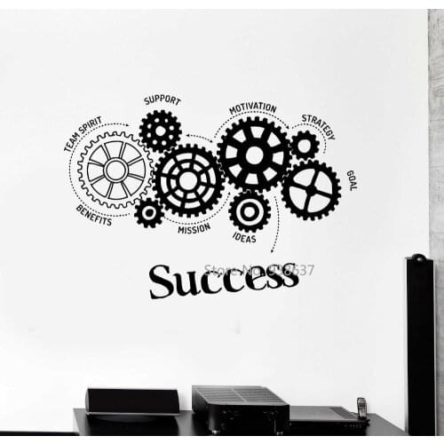 Quotes Vinyl Wall Decal Success Words Gears Office Motivation Removable Art Stickers Inspirational Wall Sticker for Office ZB465