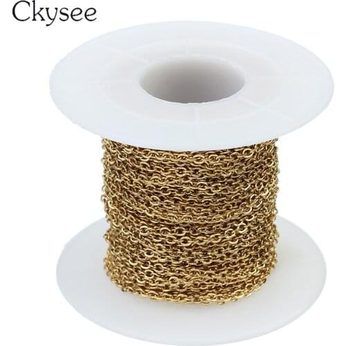 Ckysee 10Yards/Roll Stainless Steel Gold Color Chain DIY Making Cross Bulk Chain Necklaces Bracelet Jewelry Finding