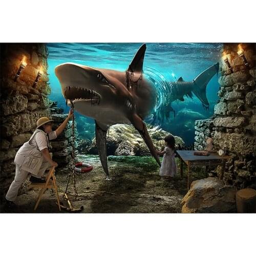 DIY Diamond Painting Shark Wall Art Cross Stitch Picture Animal 5d Embroidery Mosaic Handmade Full Round Drill Home Decoration