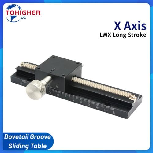 X Axis Dovetail Groove Linear Fine Sliding Table LWX25 LWX40 LWX60 Manual Displacement Stage Long Stroke Trimming Platform