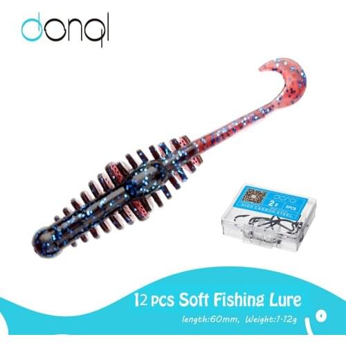 DONQL 12PCS Soft Fishing Lures Silicone Bait Wobblers Jig Swimbait Carp Fishing Tackle Artificial Baits With Fishing Hook