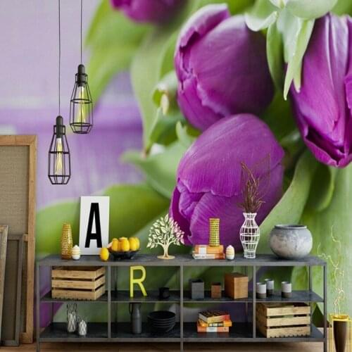 Dropshipping Colomac Luxury Wallpaper Purple Flower Botanical Floral Wallpaper Bedroom Photo Wall Mural Murales Para Pared