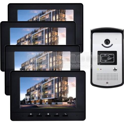 DIYSECUR 7 inch Video Door Phone Doorbell Home Security Intercom System RFID LED Night Vision RFID Camera 1 v 4