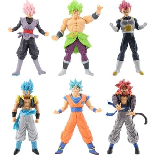 6Pcs/Set 18cm Dragon Ball Z DBZ Super Saiyan Son Goku Vegeta Broli Broly PVC Action Figure Model Toys Decoration Kids Gift