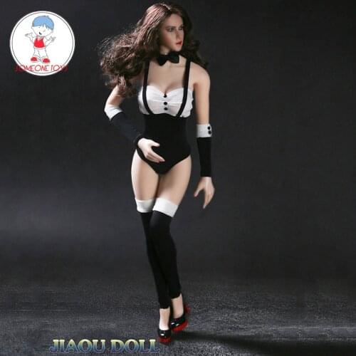 1/6 female soldier cosplay clothes set black bow-knot Bib white vest sock high heels shoes for 12 inch TBLeague PH action figure