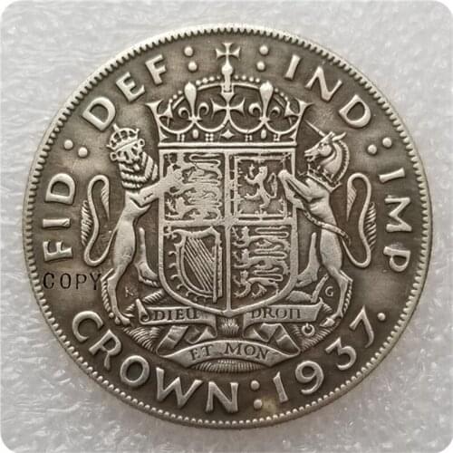 1937 United Kingdom 1 Crown - George VI (Coronation) Copy Coin