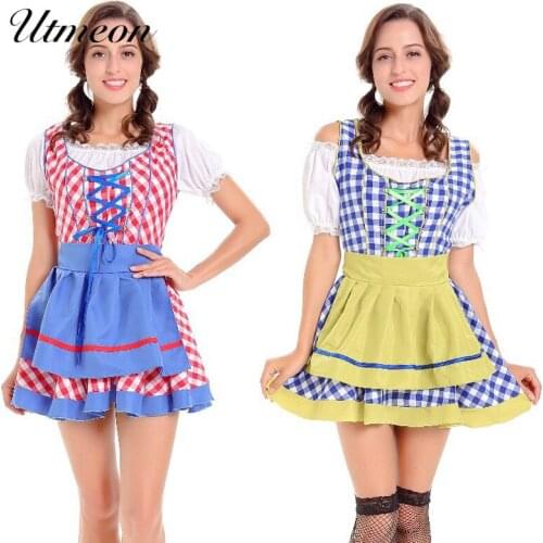 Halloween Costumes for Women Bavaria Servant Outfit Beer Wench Girl Dirndl Germany Octoberfest Carnival Maid Costumes