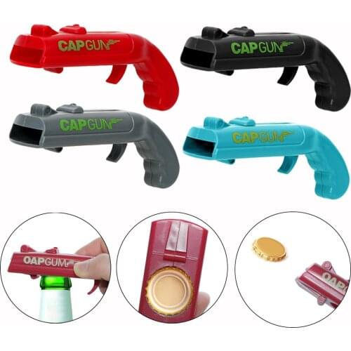 Cap Gun Creative Flying Portable Cap Launcher Bottle Beer Opener Bar Tool Kitchen Drink Opening Gun Shaped Bottle Lids Shooter