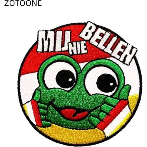 ZOTOONE Patches Iron on Round Badge Oetel donk Frog Carnival for Netherland DIY Embroidered Letter Patch for Clothing for Cloth