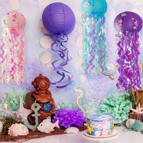 Hot! 1PC 60CM Mermaid Jellyfish Tissue Lantern Hanging For Under Sea Birthday Party Decoration Kids Gift DIY Wedding Supplies