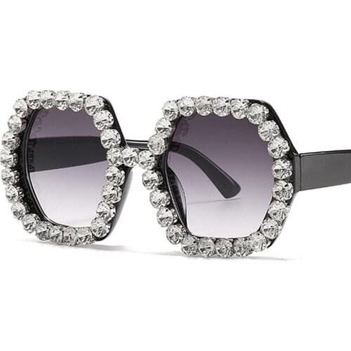 Fashion Square Luxury Diamond Sunglasses Women Oversized Brand Designer Crystal Sunglasses Woman Feminino Eyewear UV400