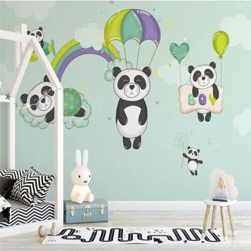 Cartoon Panda Childrens House Background Wall Customized High-grade Mural Factory Wholesale Wallpaper Mural Photo Wall