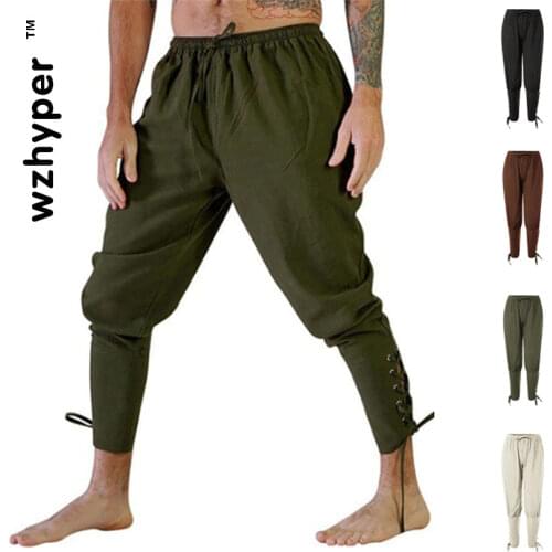 Men Medieval Trousers Cosplay Costume Adult Men Leg Bandage Loose Pant Halloween for Mans Adult Pants Halloween Costume
