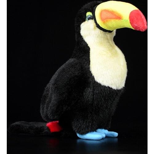 Hornbills Soft Kids Plush Toy Wild Toucans Lifelike Lovely Gift Simulation Black Bird Stuffed Animals Doll Cute Xmas Present