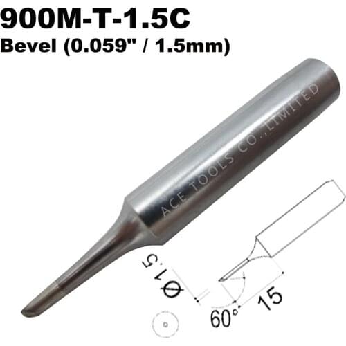 5 PCS Soldering Tip 900M-T-1.5C Bevel 1.5mm for Hakko 936 907 Milwaukee M12SI-0 Radio Shack 64-053 Yihua 936 X-Tronics 3020