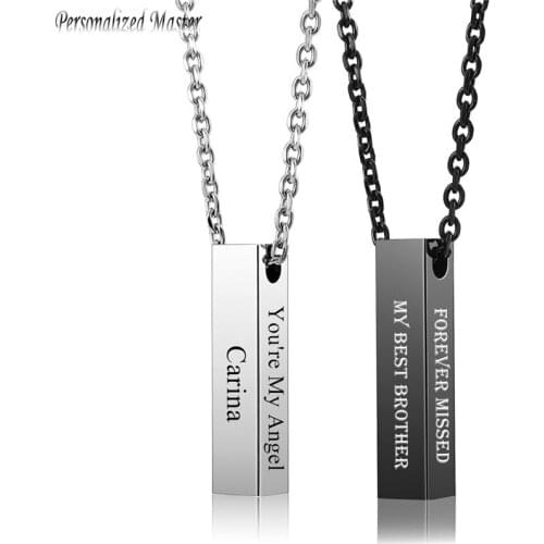 Personalized Master Customized Necklace Stainless Steel Cube Bar Urn Memorial Pendant Necklaces Ash Keepsake Cremation Jewelry